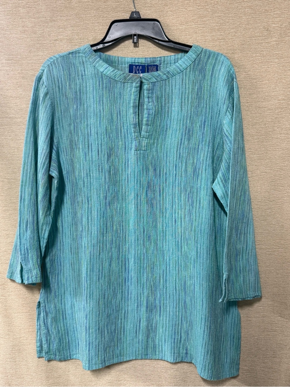 DC Women's Aqua Blue Long Sleeve Knit Shirt